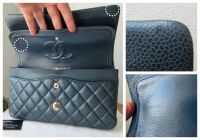 Chanel Classic Medium Double Flap in Navy Blue Pearly Blue Caviar