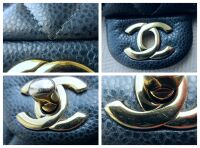 Chanel Classic Medium Double Flap in Navy Blue Pearly Blue Caviar