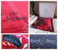 Herm&Atilde;&uml;s Wild Singapore'  Carr&Atilde;&copy; Square Scarf 90cm in Rouge/ Violet/ Beige Mul
