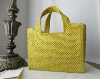 Loewe Paula's Ibiza Small Logo Raffia Tote Bag in Amarillo Yellow