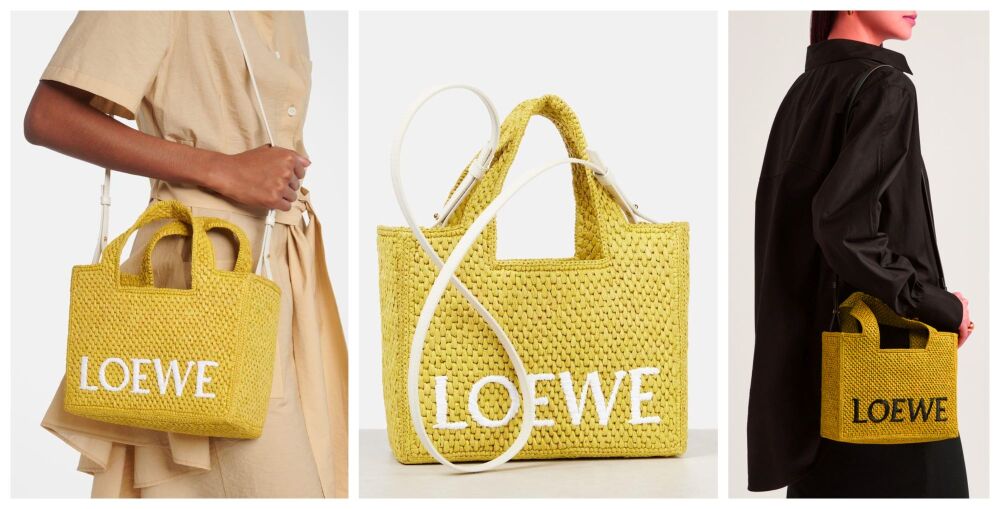 Loewe X Paula's Ibiza Small Logo Raffia Tote Bag in Amarillo Yellow