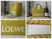 Loewe Paula's Ibiza Small Logo Raffia Tote Bag in Amarillo Yellow