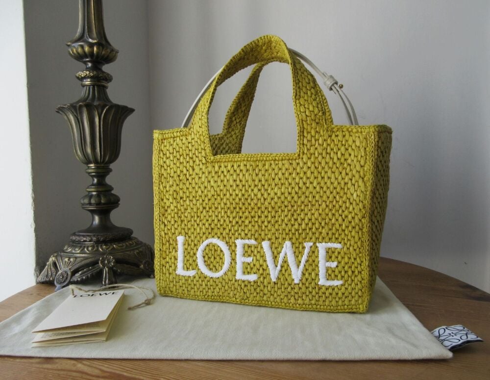 Loewe X Paula's Ibiza Small Logo Raffia Tote Bag in Amarillo Yellow