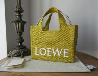 Loewe Paula's Ibiza Small Logo Raffia Tote Bag in Amarillo Yellow