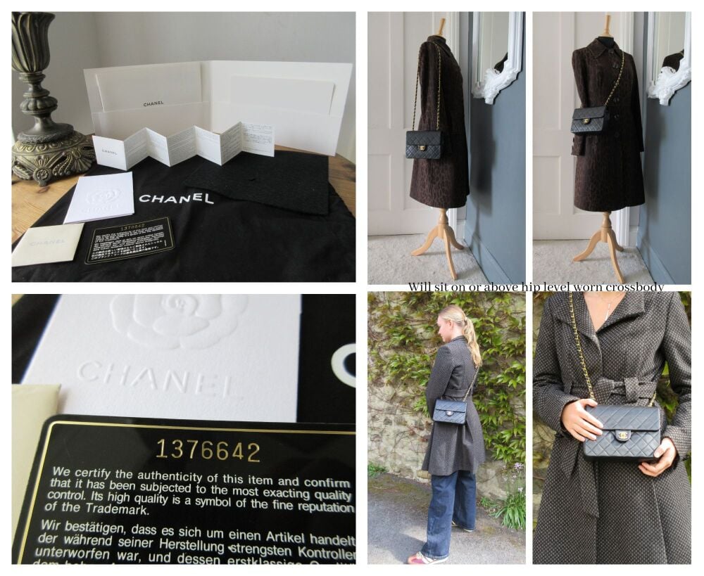 Chanel Vintage Mini Square Single Flap in Black Lambskin with 24ct Gold Hardware
