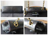 Chanel Vintage Mini Square Single Flap in Black Lambskin with 24ct Gold Har