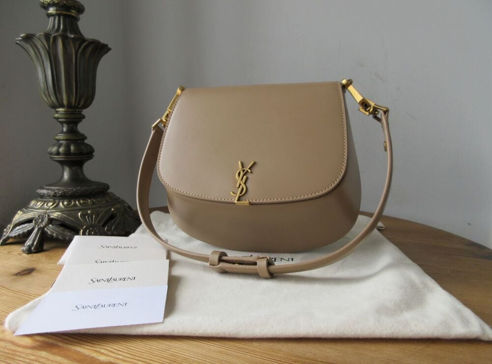 Saint Laurent YSL Mini Voltaire Top Handle in Dark Toffee Box Calfskin