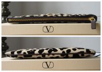 Valentino Garavani VLogo Signature Medium Zip Pouch Clutch in Leopard Print