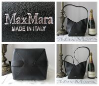 Max Mara Small Bucket Bag in Black Calfskin