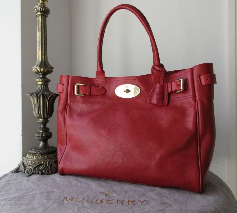 Mulberry Classic Bayswater Tote in Poppy Red Coloured Natural Vegetable Tanned Leather