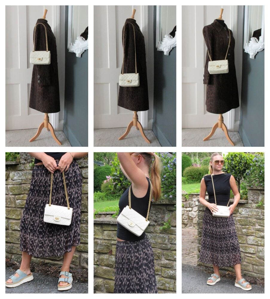 Chanel 224 Mini Reissue Mademoiselle Single Flap in Ivory Cream Distressed Calfskin