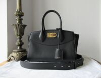 Salvatore Ferragamo New Studio Soft Bag (M) in Black Calfskin
