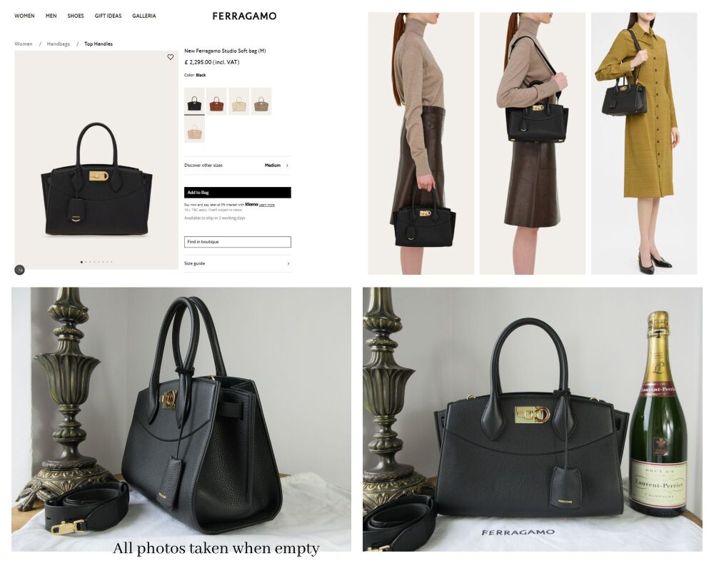 Ferragamo New Studio Soft Bag (M) in Black Calfskin