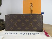 Louis Vuitton Clemence Long Zip Around Continental Wallet in Monogram Fuchs