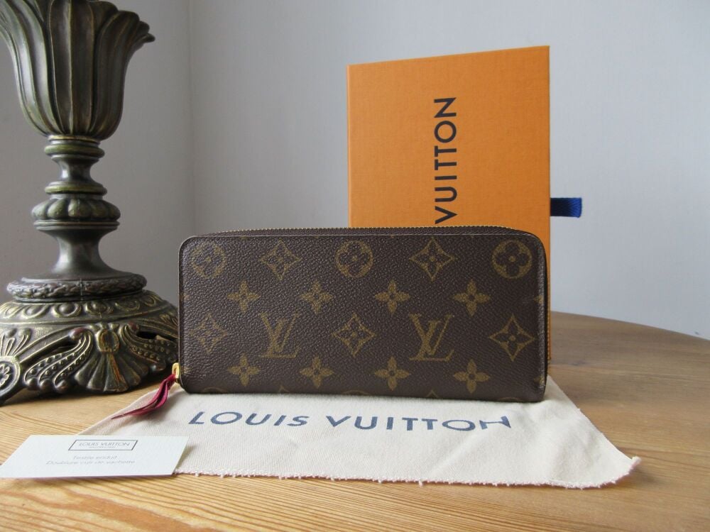 Louis Vuitton Clemence Long Zip Around Continental Wallet in Monogram Fuchsia