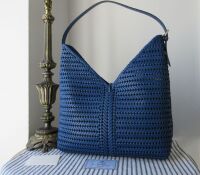Anya Hindmarch The Neeson Tasseled Woven Hobo in Monday Blue Capra Leather