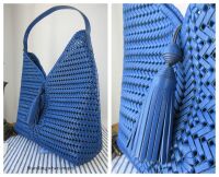 Anya Hindmarch The Neeson Tasseled Woven Hobo in Monday Blue Capra Leather