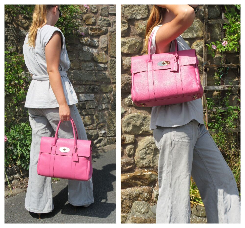 Mulberry Bayswater in Raspberry Glossy Goat Leather with Shiny Gold Hardware