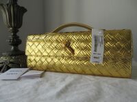 Bottega Veneta Andiamo Clutch in Metallic Gold Intrecciato