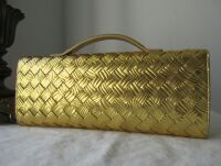 Bottega Veneta Andiamo Clutch in Metallic Gold Intrecciato