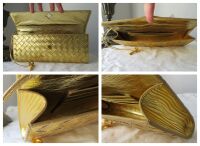 Bottega Veneta Andiamo Clutch in Metallic Gold Intrecciato