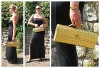 Bottega Veneta Andiamo Clutch in Metallic Gold Intrecciato