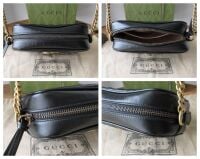 Gucci GG Marmont Mini Camera Bag in Black Matelassé Quilted Calfskin