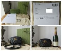 Gucci GG Marmont Mini Camera Bag in Black Matelassé Quilted Calfskin