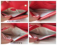 Mulberry Bow Shoulder Clutch Wallet on Chain in Bright Red Shiny Goat Leath
