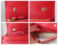 Mulberry Bow Shoulder Clutch Wallet on Chain in Bright Red Shiny Goat Leath