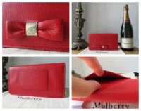 Mulberry Bow Shoulder Clutch Wallet on Chain in Bright Red Shiny Goat Leath