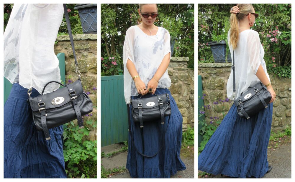 Mulberry Classic Regular Alexa Satchel in Midnight Blue Polished Buffalo Leather