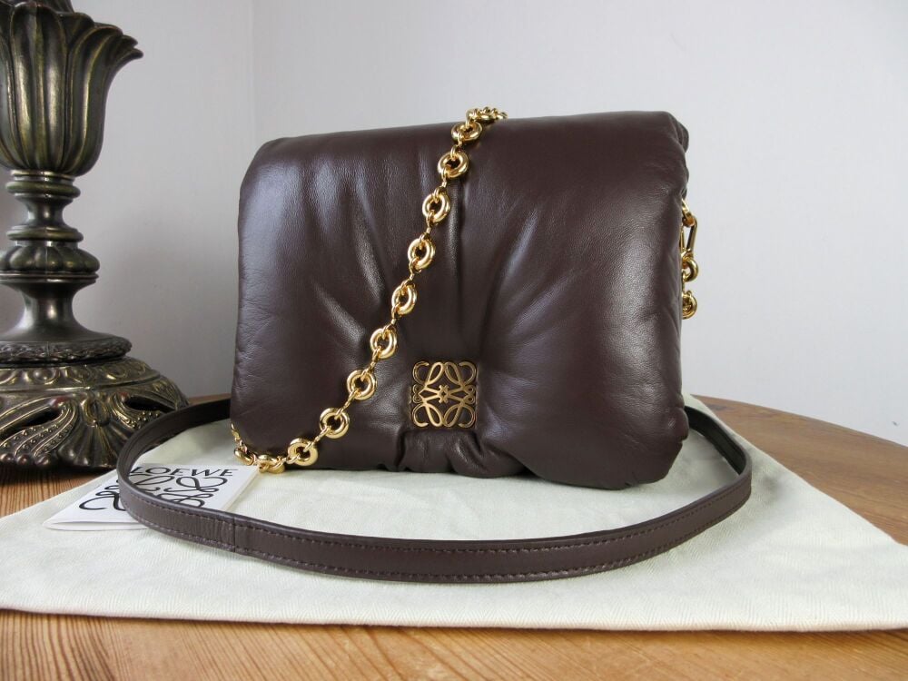 Loewe Goya Puffer in Dark Chocolate Lamb Nappa