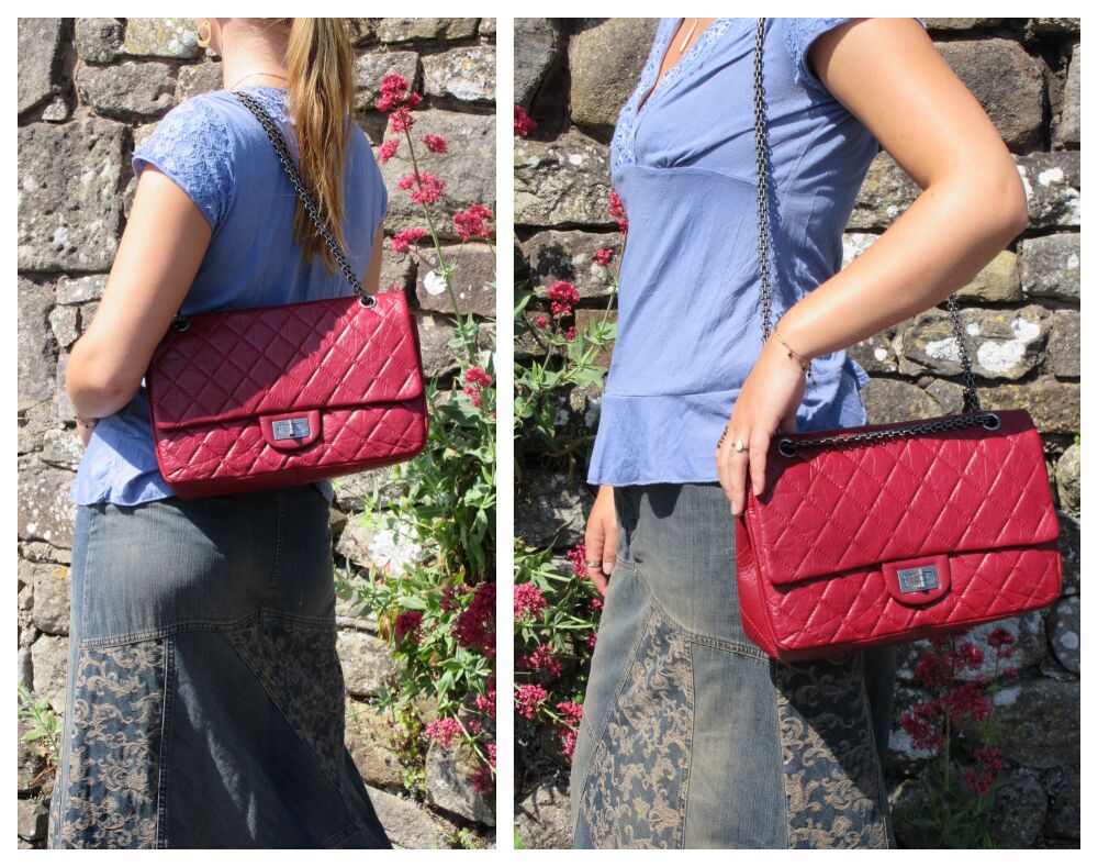 Chanel 227 Reissue Large Mademoiselle Flap Bag in Dark Red Aged Calfskin with Ruthenium Hardware
