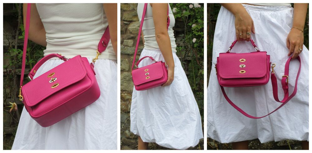 Mulberry Small Bryn Satchel in Mulberry Pink Heavy Grain Leather