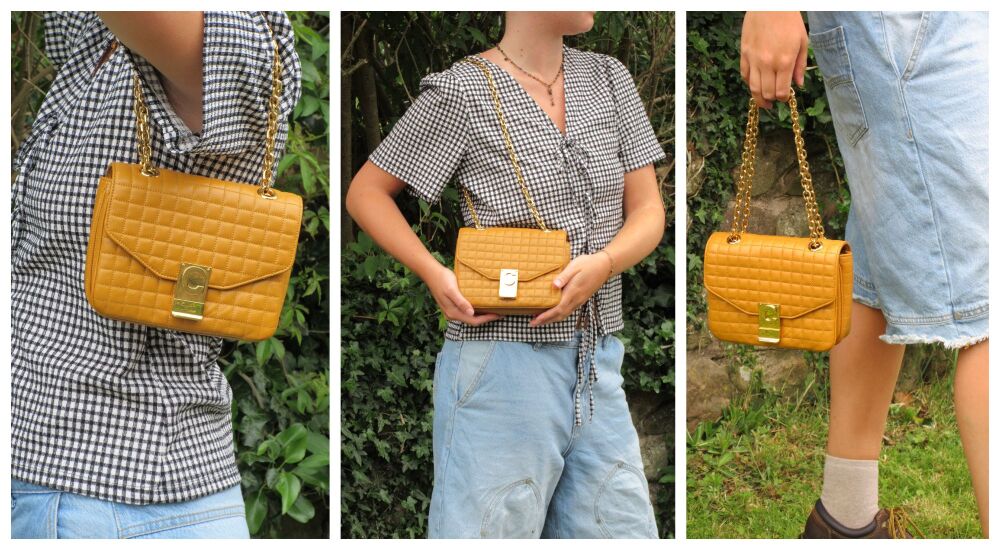 C&eacute;line Small C Bag in Ochre Quilted Calfskin