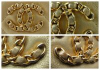 Chanel CC Flat Phone Case Wallet Zip Pouch in Metallic Champagne Gold Lambs