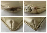 Chanel CC Flat Phone Case Wallet Zip Pouch in Metallic Champagne Gold Lambs