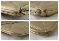 Chanel CC Flat Phone Case Wallet Zip Pouch in Metallic Champagne Gold Lambs