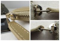 Chanel CC Flat Phone Case Wallet Zip Pouch in Metallic Champagne Gold Lambs