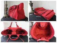 Chanel Large Deauville Tote in Sparkle Red Boucle Chenille Tweed