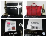 Chanel Large Deauville Tote in Sparkle Red Boucle Chenille Tweed