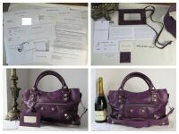 Balenciaga City in Raisin Purple with Giant 21 Silver Hardware