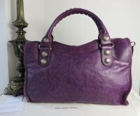 Balenciaga City in Raisin Purple with Giant 21 Silver Hardware