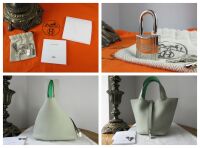 Herm&Atilde;&uml;s Picotin Lock 18 in Eclat Gris Neve Clemence & Vert Comics Swift with