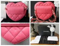 Chanel CC in Love 22 Runway Mini Heart Belt Bag in Pink Lambskin with Champ