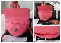 Chanel CC in Love 22 Runway Mini Heart Belt Bag in Pink Lambskin with Champ