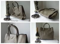 Prada Shoulder Tote in Argilla Grey Vitello Diano Calfskin with Silver Hard