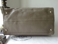 Prada Shoulder Tote in Argilla Grey Vitello Diano Calfskin with Silver Hard