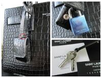 Saint Laurent Sac Du Jour Nano  in Black Crocodile Embossed Leather